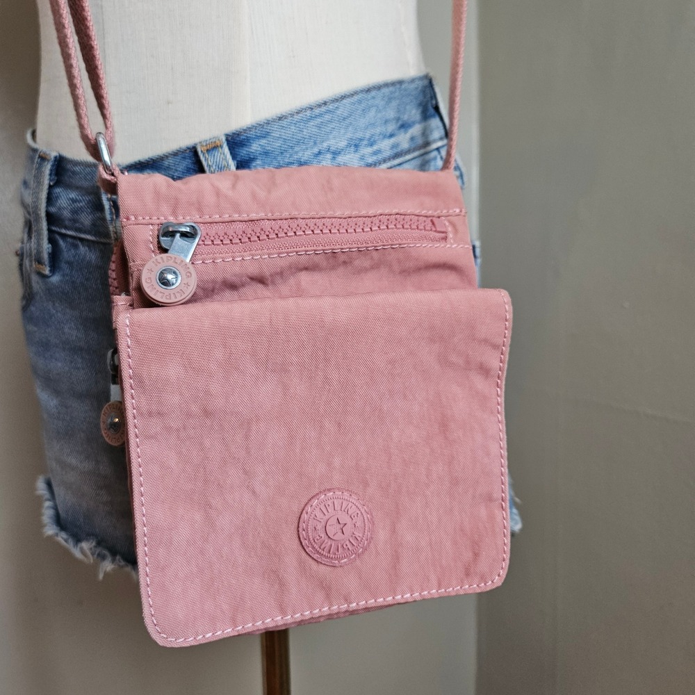 Kipling‎ Eldorado Mini Crossbody Bag Purse Rose Pink Flap Pockets -No Fob